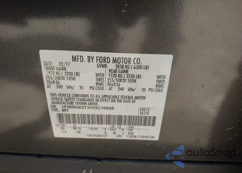 2017 Ford Explorer Sport z USA, uszkodzony, nr VIN 1FM5K8GTXHGC16628